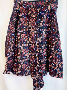 Kente Cloth True Wrap Skirt Size 12 Multicolor A-Line Midi African Print